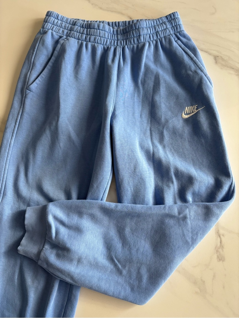 Nike Kids Sky Blue Fleece Joggers with White Swoosh
